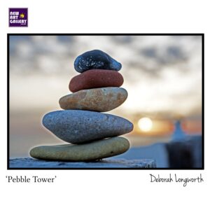 'Pebble Tower' by Deborah Longworth . Framed Canvas Art Print