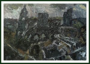 'Rooftops with Town Hall Clock, Bradford' by Barry De More
