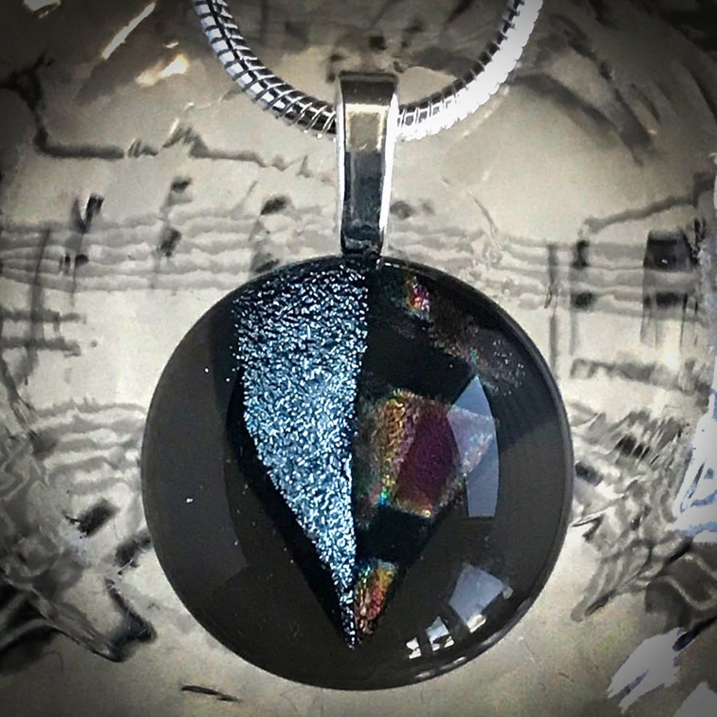 Glass Pendant Silver by Jewellery Artist Sam Rowena Taylor