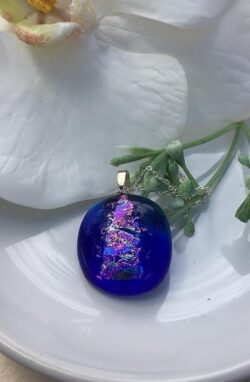 'Blue Glass Pendant with Sparkle' by Magpie Moments