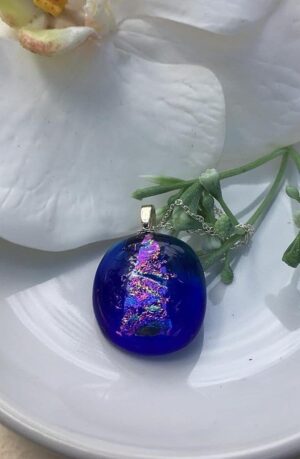 'Blue Glass Pendant with Sparkle' by Magpie Moments