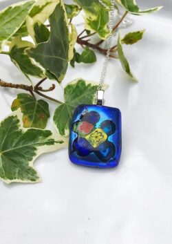 'Metallic Blues with Flowers Glass' by Magpie Moments