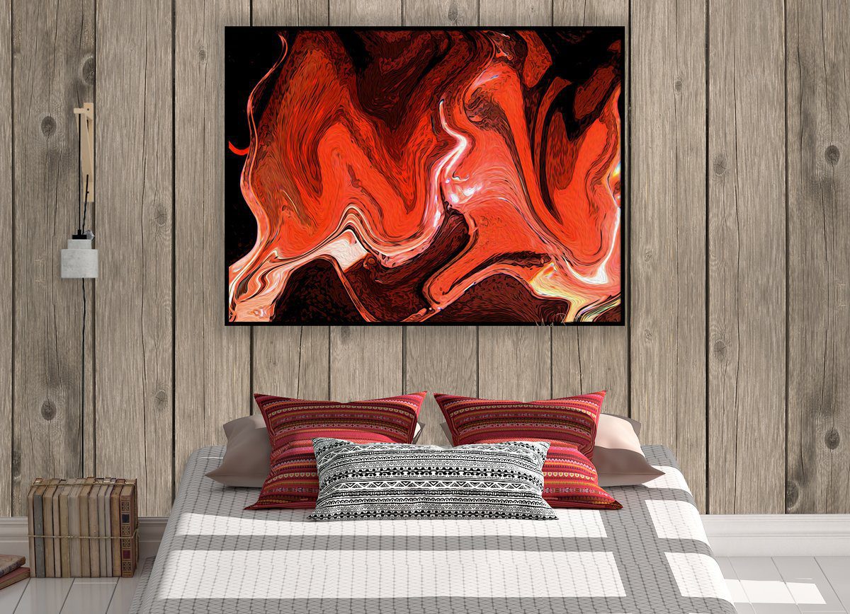 Red Earth abstract digital art on canvas by Margaret Ruaux