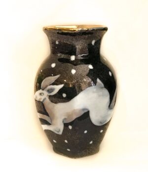 'Small Black Lustre Hare Vase' by Kate Collins
