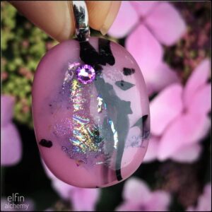elfin alchemy abstract pink glass pendant