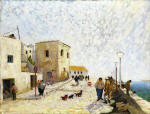 'Ferragudo Quayside', Colin Brick.Mounted Fine Art Prints, Framed Canvas Art Prints & Art Cards.