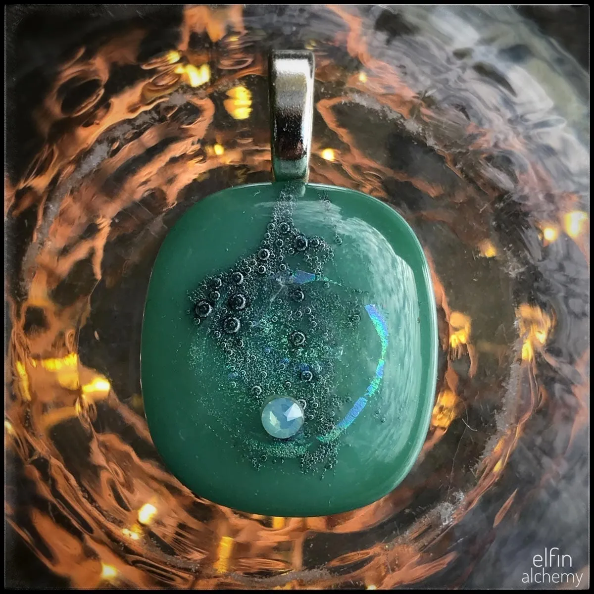 elfin alchemy wearable works of art blue-green pendant