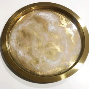 Round Gold Leaf in Epoxy Resin Tray by Tara Art London
