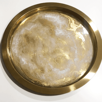 Round Gold Leaf in Epoxy Resin Tray by Tara Art London