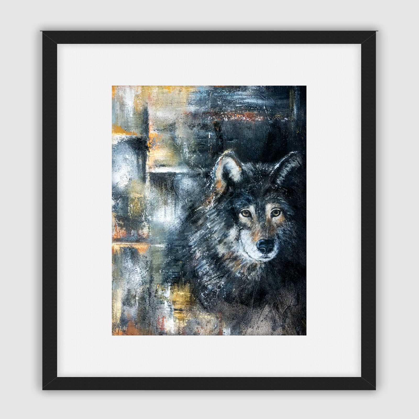 'Urban Packleader' by Helen Worthington. Framed for display.