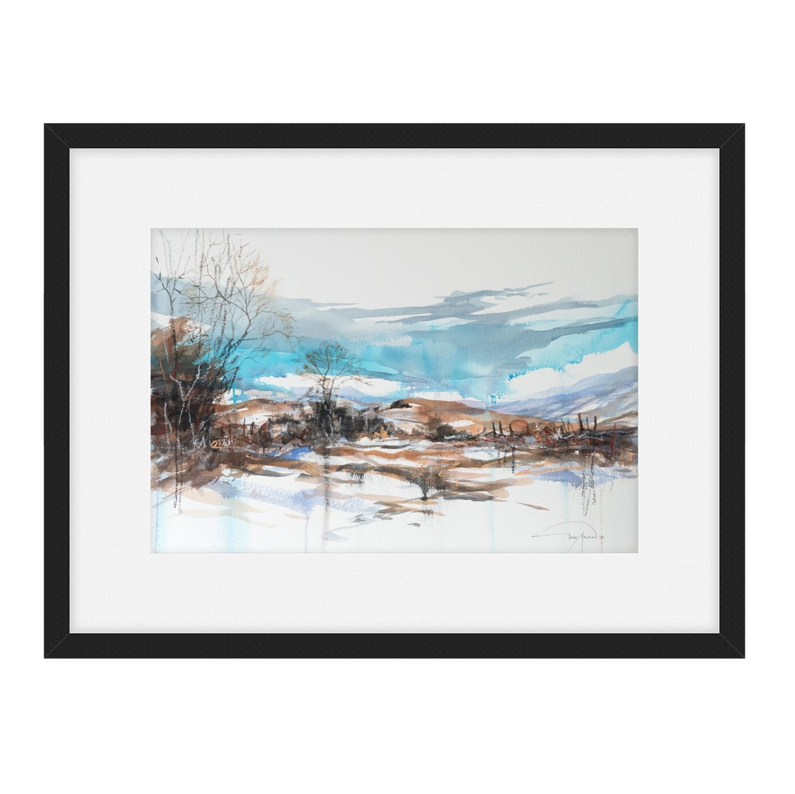 'Moorland: Approaching Rain', with black frame by Gerry Halpin