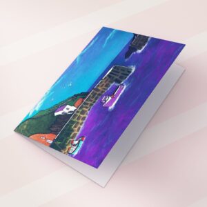 'Porthgain Harbour, Wales' Fine art cards by Lynartwales