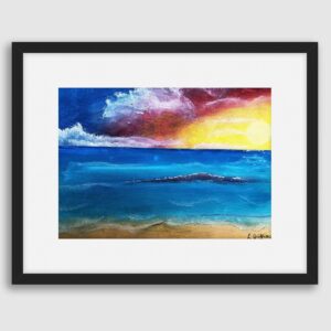 'Sunset Over the Welsh Coast', fine art prints and cards by Lynartwales