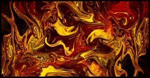 Golden Connections abstract digital art on canvas by Margaret Ruaux