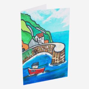 Open card of Porthgain Harbour, Pembrokeshire by Lynartwales