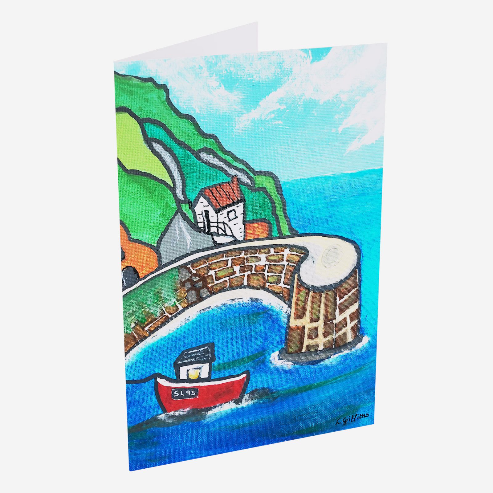 Open card of Porthgain Harbour, Pembrokeshire by Lynartwales
