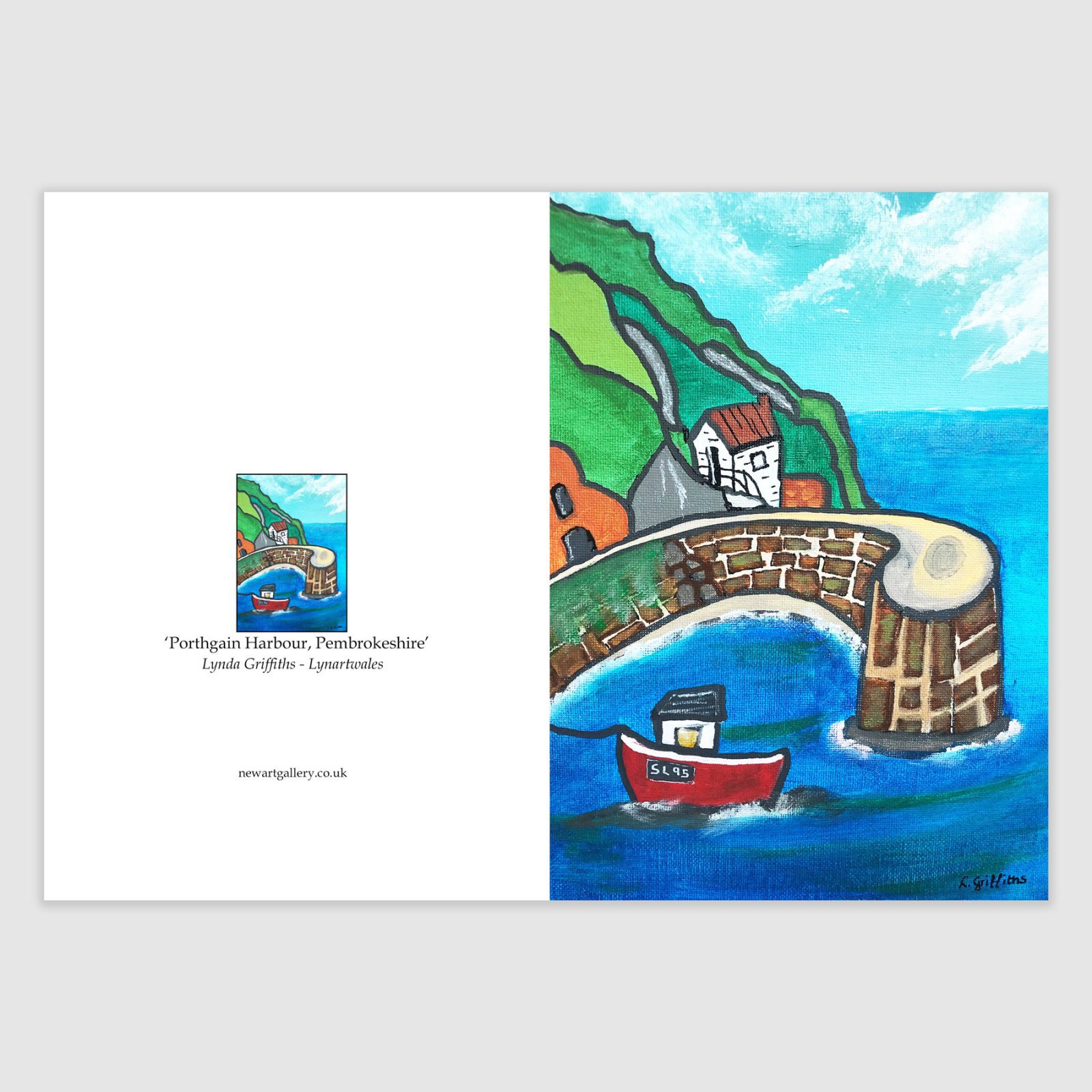 Open card of Porthgain Harbour, Pembrokeshire by Lynartwales