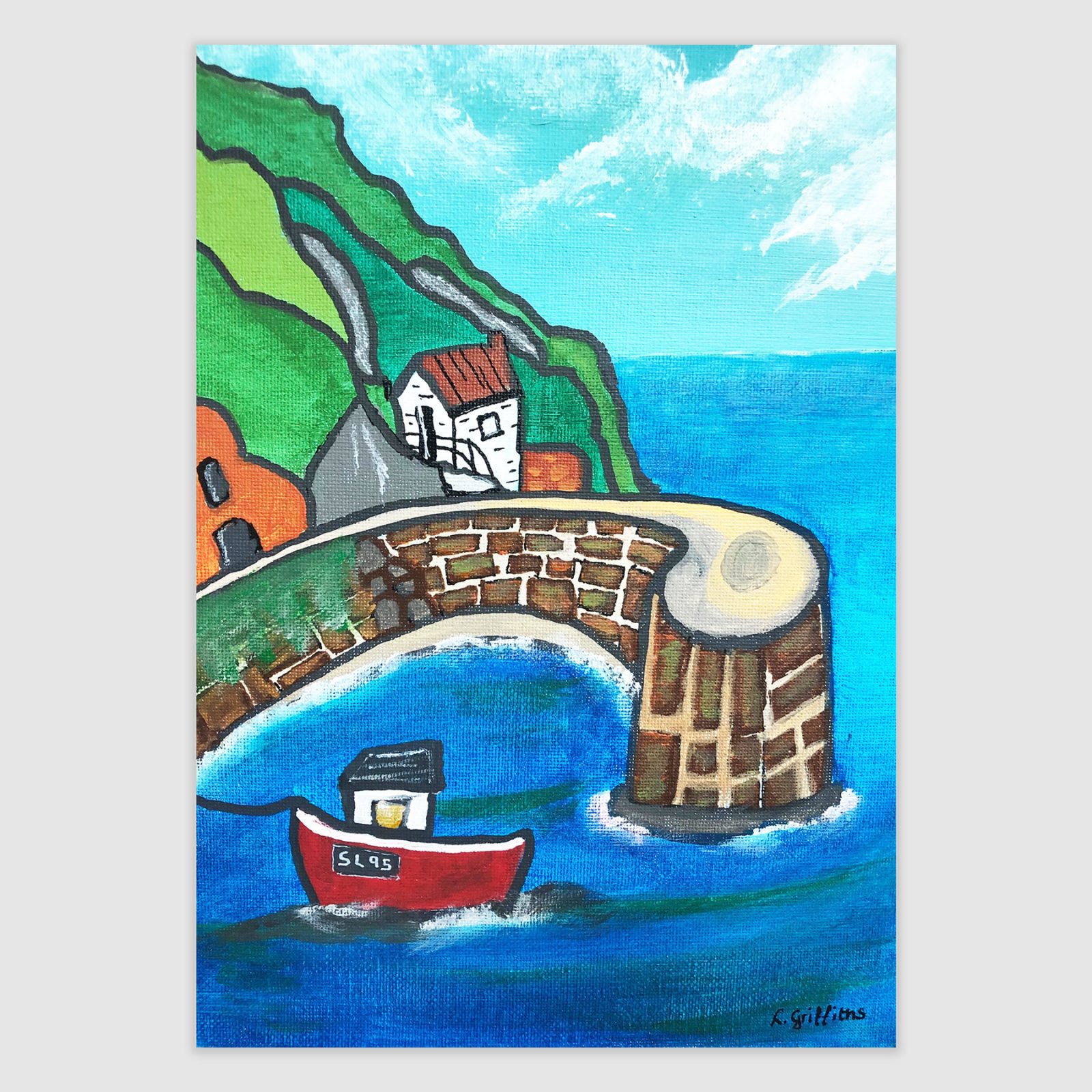 Framed fine art print of Porthgain Harbour, Pembrokeshire by Lynartwales