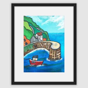 Framed fine art print of Porthgain Harbour, Pembrokeshire by Lynartwales