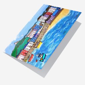 Open card of Tenby Harbour by Lynartwales