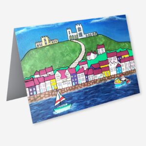 Open card of Whitby Abbey, St Mary's Church & the 199 steps