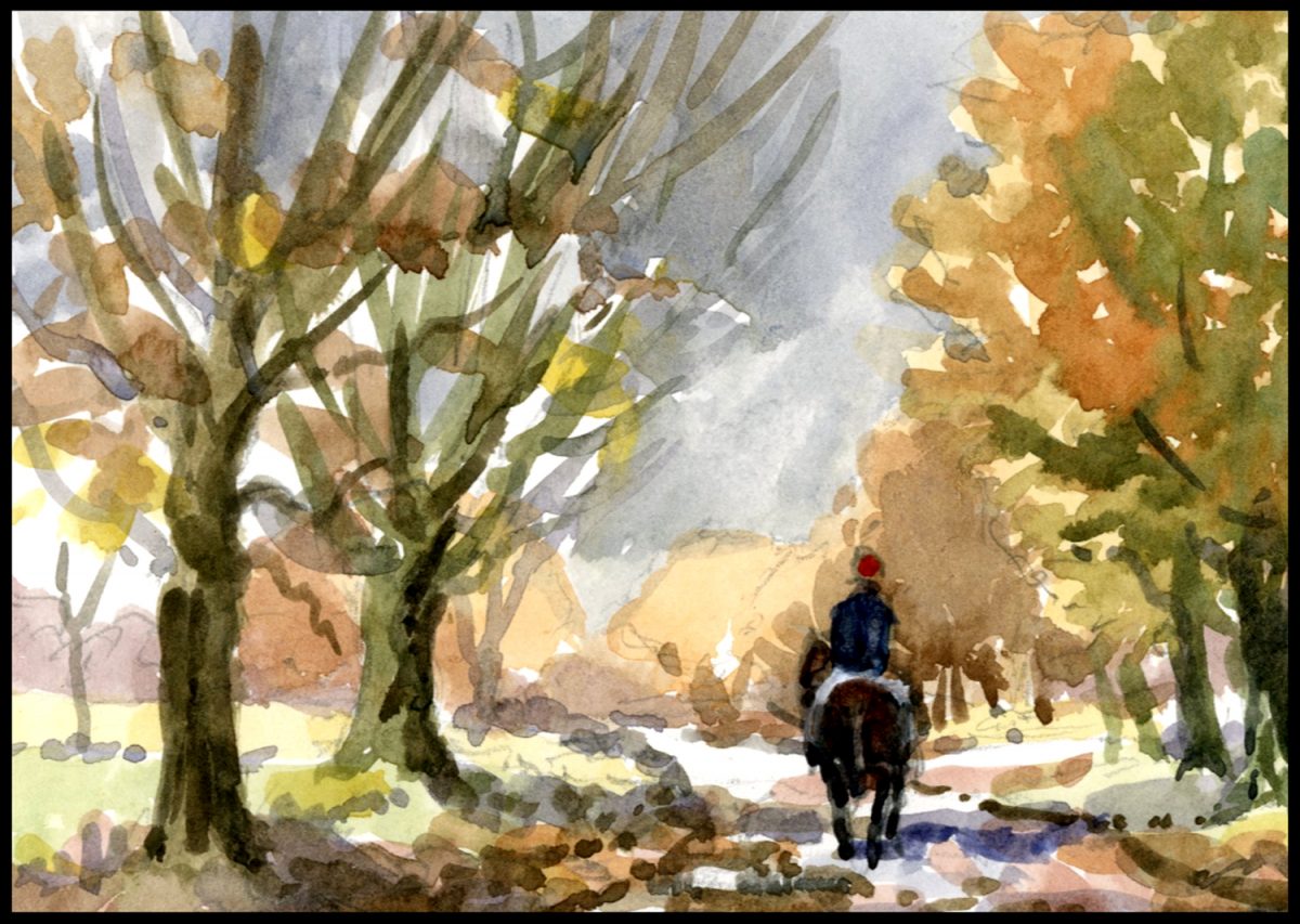 'Horse Rider, Rivington' by Colin Callon. Framed Canvas Art Print.