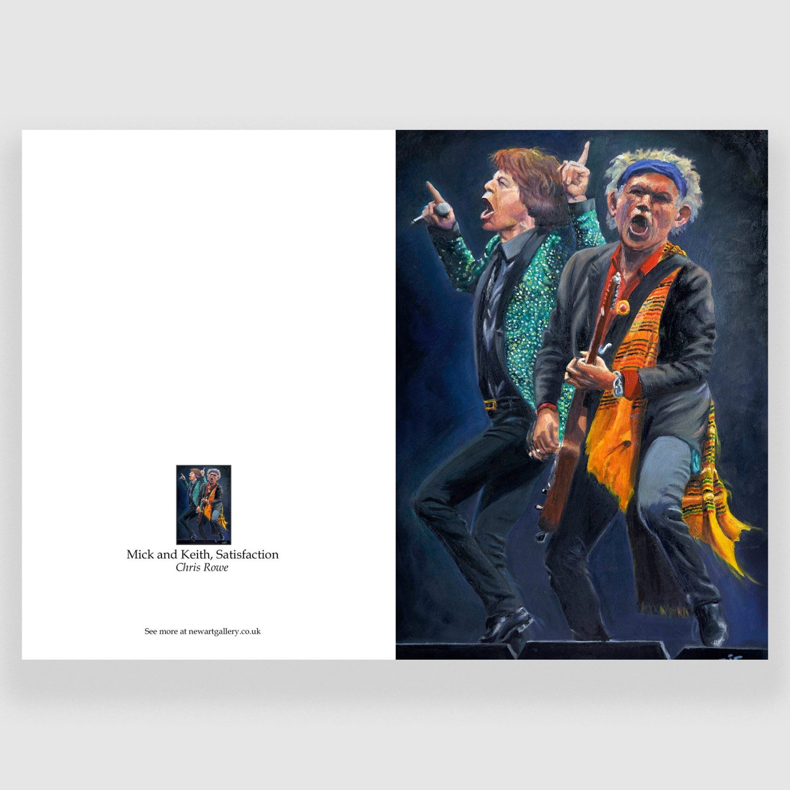 Mick and Keith, Satisfaction. A fine art card by Chris Rowe