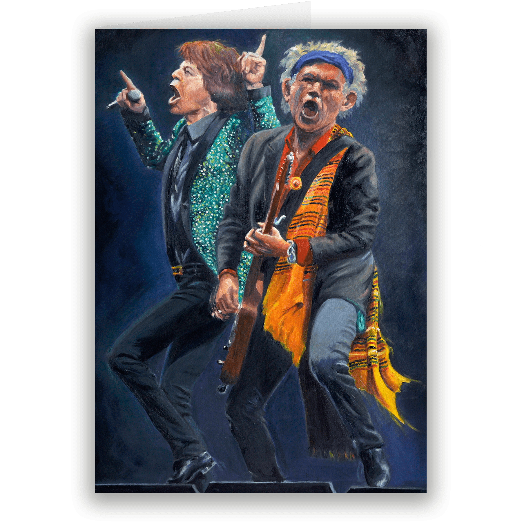 Mick and Keith, Satisfaction. A fine art card by Chris Rowe