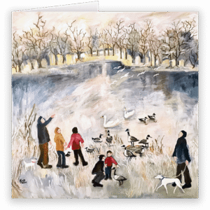 Winter By The Pond. A fine art Christmas Card by Kate Collins
