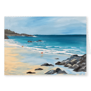Autumn Morning. Fine art card of Porthmeor beach, St Ives by Lisa Joli Art