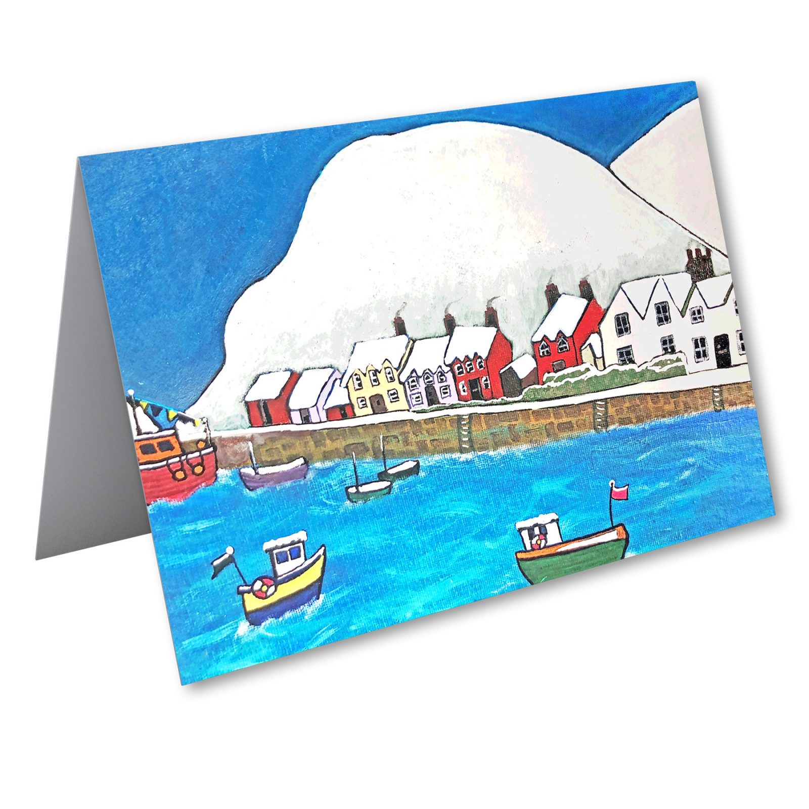 'A Snowy Fishguard' Art Card. - Image 3