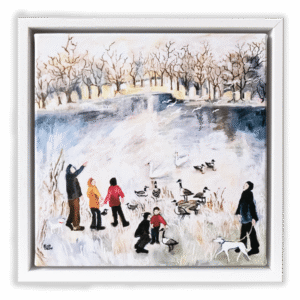 Winter By The Pond. Float framed canvas print by Kate Collins