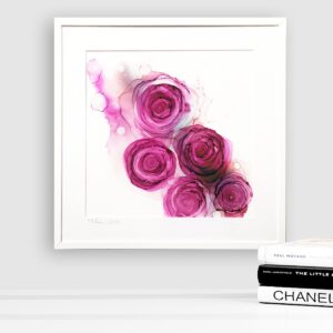 Dark Red Rose Bouquet. An original painting by Fatemeh Farahani