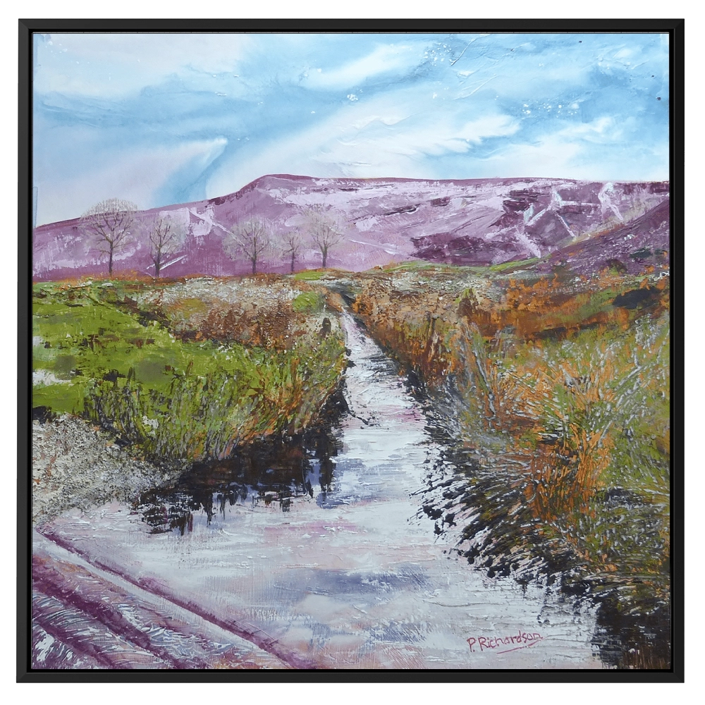 'Towards Winter Hill' Pat Richardson Black Framed Canvas Artwork
