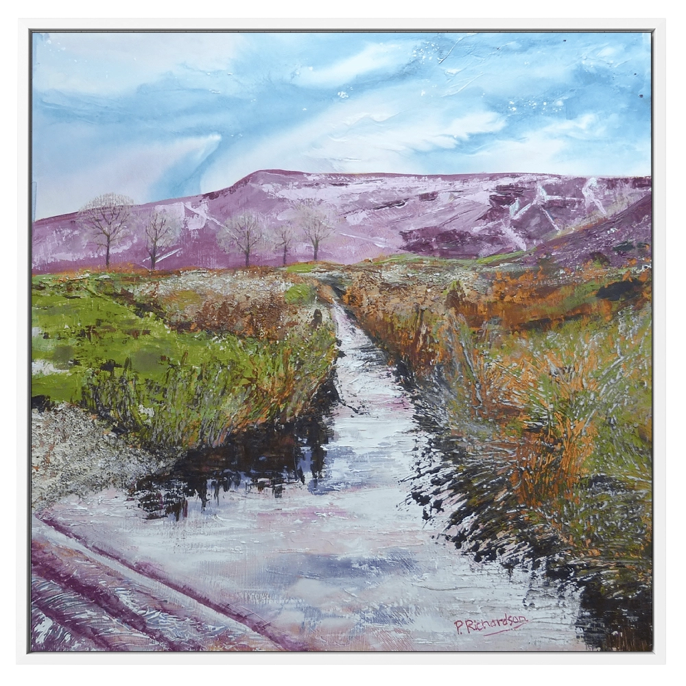 'Towards Winter Hill' Pat Richardson White Framed Canvas Artwork
