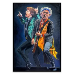'Mick and Keith, Satisfaction', Chris Rowe. Framed canvas art print.