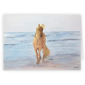 Tempest, Beach Stroller. Fine art card by Karen Holt.