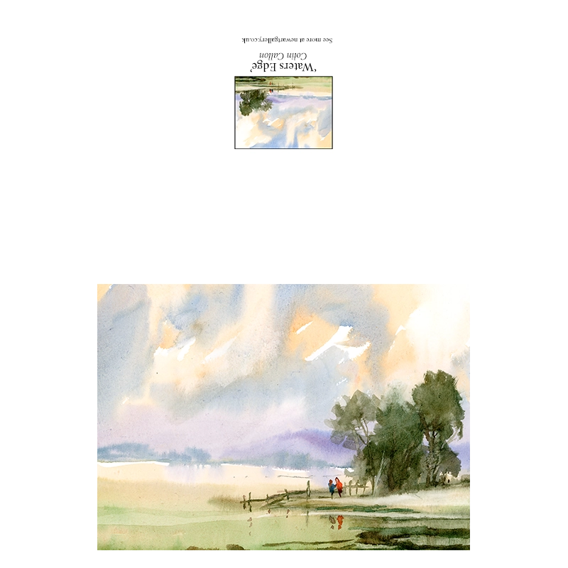 'Waters Edge' Fine Art card by Colin Callan. Back and front.
