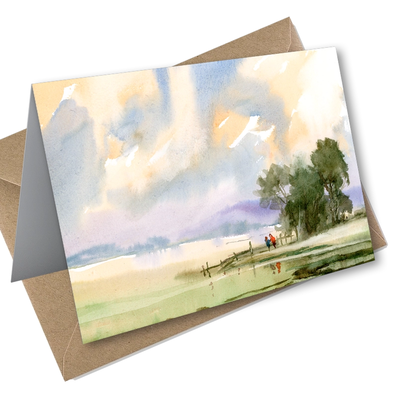 'Waters Edge' Fine Art card by Colin Callan. Front and envelope.