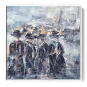 'Goin to the Mill' by Lita Narayan. Framed canvas art print.