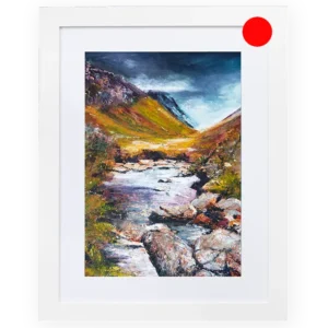 'Tumbling Highland Stream'. An original painting by Pat Richardson. SOLD.