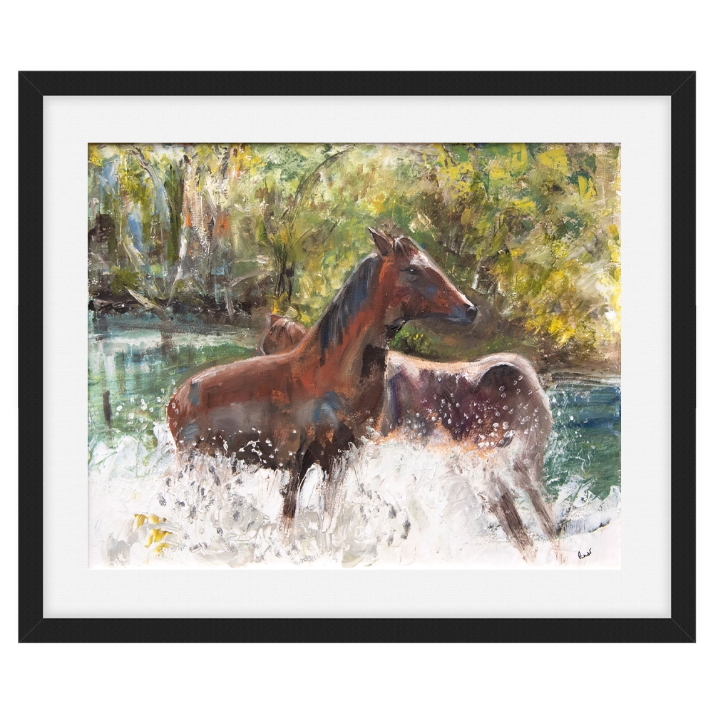 'River Horses' Pam Wakefield Framed and Mounted Artwork