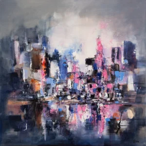 'City 1702'. An original painting by Lita Narayan