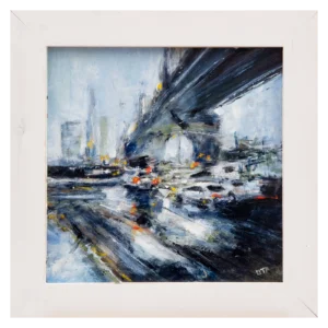'New York', a small framed original painting by Lita Narayan.