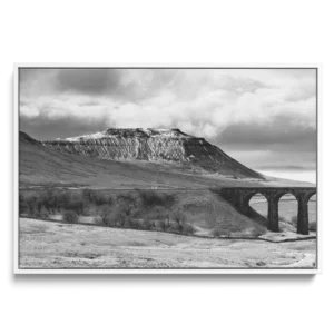 'Ribblehead Viaduct with Ingleborough'. Float framed canvas art print.