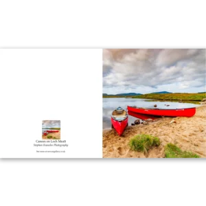 'Canoes on Loch Mealt', Stephen Knowles Photography. Fine Art Card.