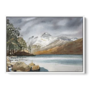 'Blea Tarn, Langdale'. Framed canvas art print by Ena Mann.