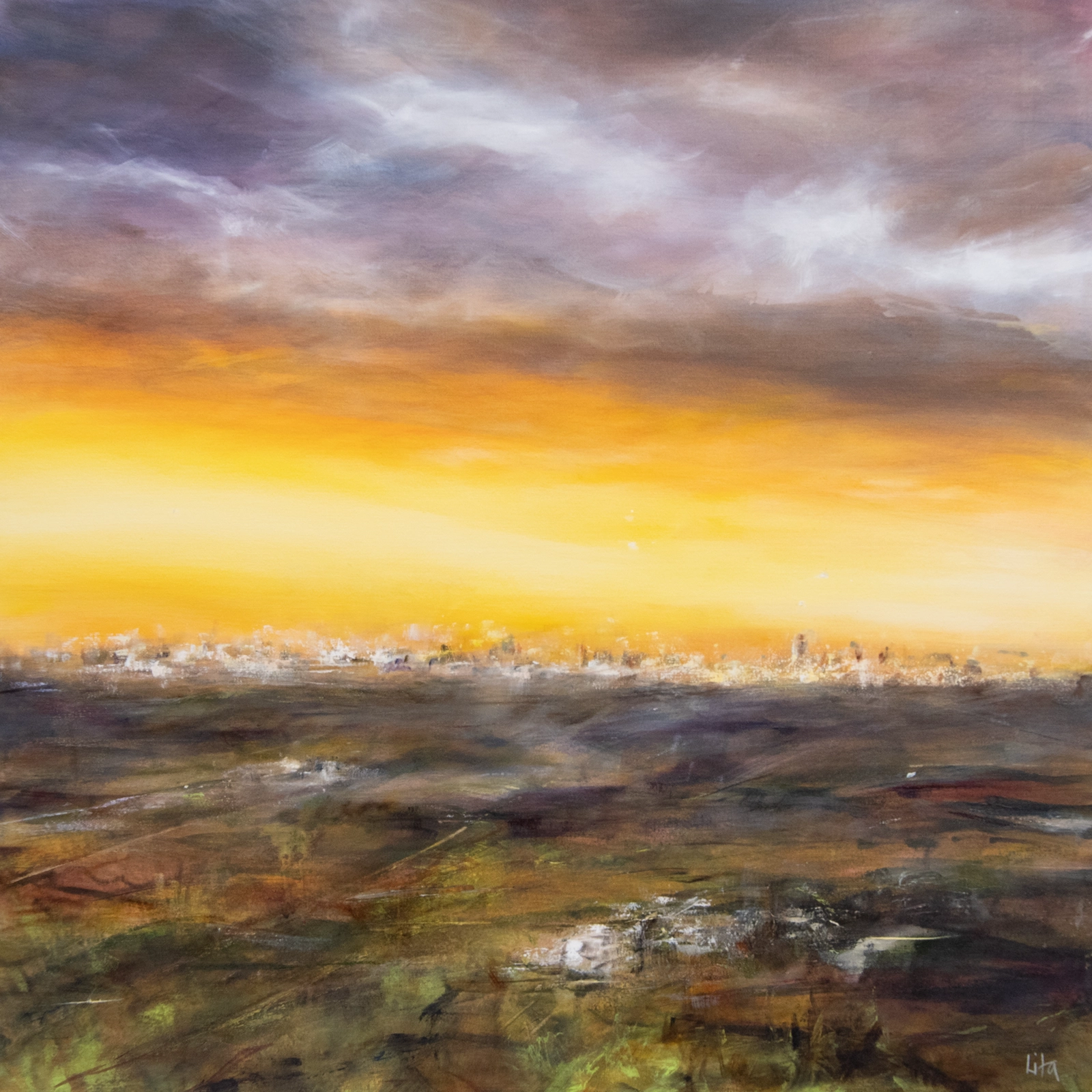 'City Sunset', Lita Narayan. Original Painting.