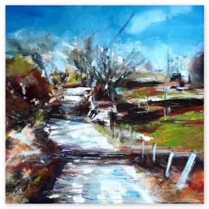 'Going Up To the Canal'. An original abstract painting by Lita Narayan