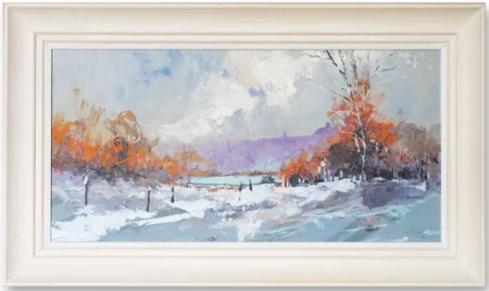 'Moorland: Between Snowfalls'. Framed original painting by Gerry Halpin